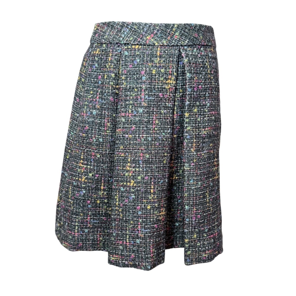 Trina Turk Confetti Tweed A-Line Skirt Multicolor Boucle Made USA 6